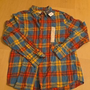 NWT St. Johns Bay Men's Soft 100% Cotton Plaid Shirt